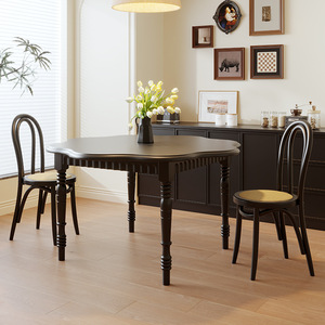 American Retro Vintage <strong>Dining</strong> Table with Four Bamboo Chairs French Style Solid Wood <strong>Small</strong> Household <strong>Dining</strong> <strong>Set</strong> - Product Image 3