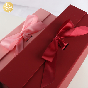 Trong Gói Cảm Ứng Mềm Mại Màu Hồng Valentine Sang Trọng Gấp Từ Hộp Quà Tặng Bán Buôn Chai Rượu Vang Bao Bì Hộp Vận Chuyển Với Ribbon - Product Image 5