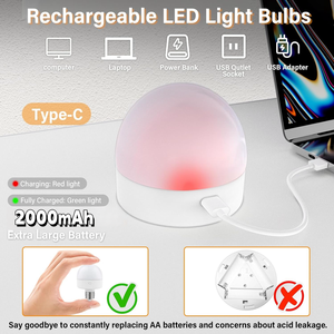 <span class=keywords><strong>Ampoule</strong></span> LED à piles 15 couleurs 5W USB Charge rapide Base amovible Minuterie magnétique <span class=keywords><strong>Ampoule</strong></span> <span class=keywords><strong>rechargeable</strong></span> en plastique d'urgence - Product Image 2