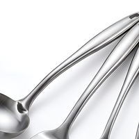 Ensemble d'ustensiles de cuisine en acier inoxydable 304, 6 pièces, kit d'outils de cuisson, spatule, louche, écumoire, cuillère à pâtes, cuillère ajourée