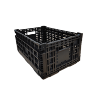 Panier de Rangement Pliable en Plastique QS pour Aliments et Pain, Caisses Pliantes pour Tomates, Caisses à Lait, Caisses à Raisins, Mailles Bleues Personnalisées