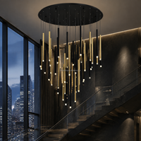 Lustre cascade de luxe en acrylique, lampe suspendue cylindrique multi-lumières pour hall d'hôtel, escalier, atrium, villa, foyer