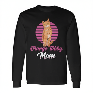 Camiseta de manga larga con diseño de gato lindo de Orange Tabby Mom, camisa de moda para mujer - Product Image 2