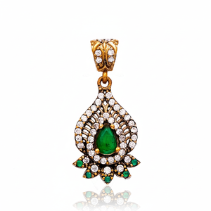 Authentic <b>Emerald</b> Stone Design <b>Pendant</b> Turkish Handcrafted Wholesale 925 Silver Sterling Jewelry - Product Image 2