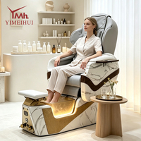 Fauteuil de pédicure spa de luxe à motif marbre, électrique et inclinable, avec fonction massage et Thera Mist pour salon de manucure