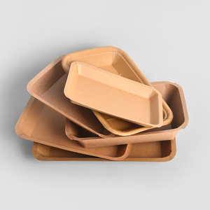 Bandeja de papel Kraft blanca Contenedor de comida rápida desechable para galletas de pollo frito Pan de sushi de azúcar para embalaje - Product Image 3