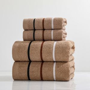 Serviette de bain en coton à bordure rayée, design color block, douce et absorbante, idéale pour la maison - Product Image 4