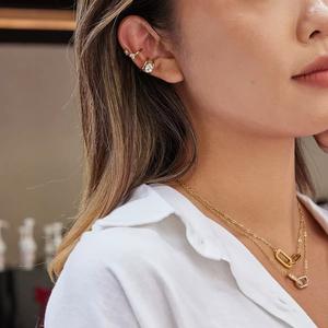 Trendy High Quality PVD 18K Gold Plated Zirconia Pave Band Cuff Earrings Stainless Steel Earrings Wholesale <strong>Jewelry</strong> - Product Image 2