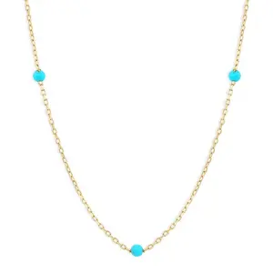 Milskye Tiny Gemstones Jewelry 925 Sterling Silver 18k Gold Plated Turquoise Gemstones Newport Necklace