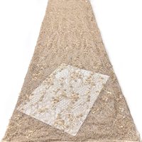 Tissu en dentelle maillée écologique de style européen et américain, orné de perles et de paillettes brodées, pour robe de mariée, mode, fait main, DIY