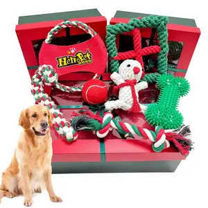 Noel hediyesi köpek çiğnemek oyuncak komik interaktif oyun halat düğümü yavru pamuk halat oyuncakları Pet köpek oyuncaklar tedarikçisi