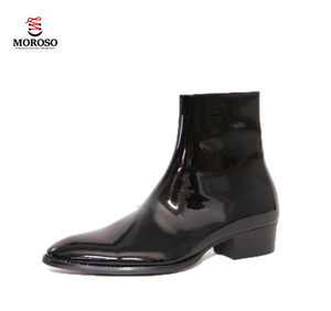 Botas <span class=keywords><strong>Chelsea</strong></span> de Cuero con Diseño Personalizado, Parte Superior de Cuero Lacado, Cierre de Cremallera, Botas de Invierno para Hombre, Resistentes y de Cuero Genuino - Product Image 1