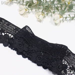 <span class=keywords><strong>2026</strong></span>年新作 6cm 花柄 ブラックボーダー ポリエステルレース トリム 水溶性 花刺繍レース飾り アバヤ衣料用 - Product Image 4