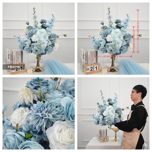 Floral Arrangement Wholesale 30cm 40cm 50cm Blue <b>Hydrangea</b> Flower Ball Centerpieces for Wedding Bouquet Decoration - Product Image 3