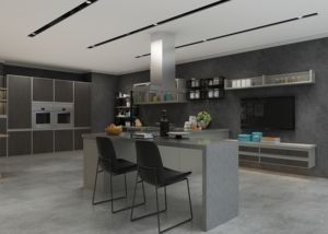 Armoire de cuisine moderne multifonctionnelle en gris clair de luxe, taille personnalisée, contreplaqué, imperméable, écologique - Product Image 4