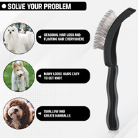 Brosse de toilettage pour animaux Soluna, peigne à picots autonettoyant à dents fines, outil de démêlage en ABS avec poils en acier inoxydable
