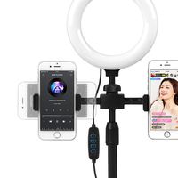 6 pouces Mini anneau lumineux Portable étanche double téléphone portable support de diffusion en direct Clip pour diffusion en direct maquillage photographie