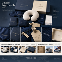 Kit de voyage VIP personnalisé pour avion : Masque pour les yeux, oreiller de voyage, chaussettes, porte-passeport, pochette, fournisseur de cadeaux OEM ODM