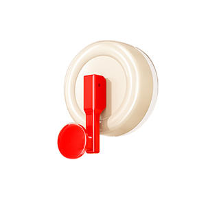 Crochet à ventouse rond robuste à fixer au mur pour salle de bain, entrée, chambre à coucher, rangement, avec poignée et capuchon rouges - Product Image 1