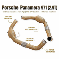 Tubo Frontal de Aislamiento Térmico Dorado OEM/ODM con OPF para Porsche Panamera 971 2.9T, Tubo Central de Alto Flujo y Rendimiento, Ajuste Perfecto 1:1