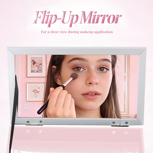 Portable <b>Makeup</b> Organizer <b>Case</b> with Mirror and Jewelry Tray Portable Cosmetic Train <b>Case</b> Storage Box for Women Girls - Product Image 5