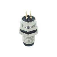 Conector Hembra de Latón Chapado en Oro de 4 Pines, Resistente al Agua IP67, M8A-M08-BQ, Montaje Trasero en PCB, para Sensor Automotriz