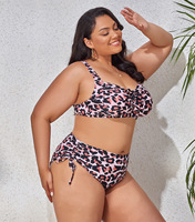 Ensemble de bikinis taille haute à bretelles imprimé léopard grande taille pour femmes, maillot de bain deux pièces 6XL, collection 2022 personnalisée