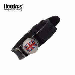 Bracelet unisexe géométrique en silicone plaqué argent Power Disc, vente en gros de Hottime - Product Image 3