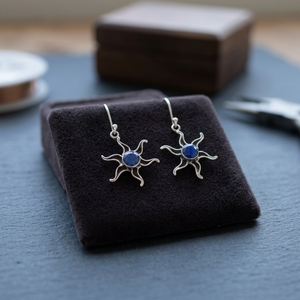 Boucles d'oreilles pendantes en saphir bleu, argent sterling 925, faites à la main, style ethnique vintage, pour filles, cadeau de mariage ou d'anniversaire, prix de gros réduit - Product Image 3
