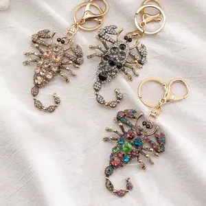 Scorpion Rhinestone crystal Cute Metal Key chains Purse Bag Buckle Ornament handbag charms Pendant Car Keyring keychain scorpion