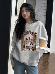 Felpa con Collo Tondo Motivo Cartoon Labubu, Felpe da Donna, Regali, Cotone, Grafica Y2k, Stampa Personalizzata, Abbigliamento per Coppie, Top per Bambole - Product Image 4