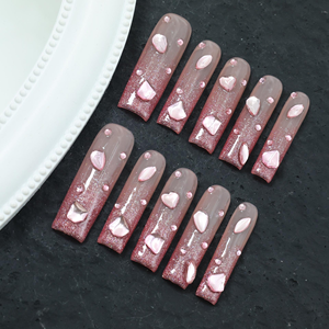 Diamantes de imitación franceses decorados ABS Press-On <span class=keywords><strong>uñas</strong></span> artificiales de moda 24 piezas por juego boca de pato para Instagram-Friendly 'Ins' Finger - Product Image 4