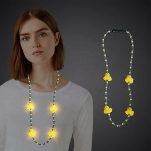 สร้อยคอปาร์ตี้งานคาร์นิวัล Ishine Mardi Gras สีม่วงทองเขียวคลาสสิกประดับลูกปัดไฟ LED กระพริบ ขายดี วัสดุ PS สำหรับงานวันเกิด - Product Image 1