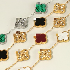 Pulsera de cadena con dijes de trébol múltiple para mujer, ajustable, joyería de moda, regalo - Product Image 1