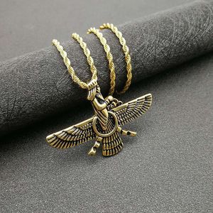 Collier pendentif zoroastrien en alliage de zinc, design ailé, bijoux de mode unisexe - Product Image 4