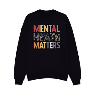 Sweat-shirt à col rond pour femme imprimé « Colorful Mental Health Matters », 100 % polyester tricoté, vêtement décontracté d'automne - Product Image 1