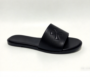 Sandalias planas de cuero genuino para mujer, con punta abierta, diseño cruzado, color sólido, antideslizantes, bonitas, color rosa caramelo, para verano. - Product Image 4