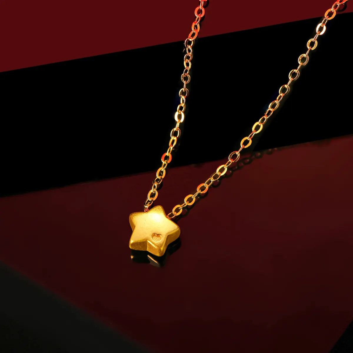 New Arrival Classic Style 24K Gold Three-Dimensional Necklace Pendant For Women With Star Shape High Quality Women Necklace