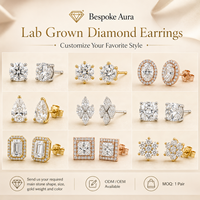 Boucles d'oreilles clous personnalisées en diamant de laboratoire IGI D VVS 0,5 ct 1 ct 2 carats Or 10K 14K 18K Poire Rond Ovale Halo Cadeau de Mariage Anniversaire
