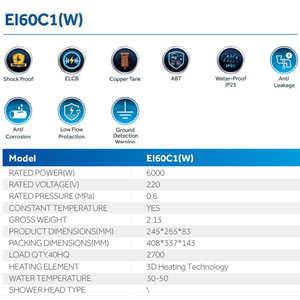 Alta calidad Precio <span class=keywords><strong>bajo</strong></span> Mejor bienvenida Moda Pantalla de temperatura LED 6kw Cocina debajo del fregadero Grifo eléctrico instantáneo Calentador de agua caliente - Product Image 2