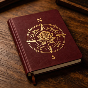 Diario di Lusso in Pelle PU Bordeaux con Foglia d'Oro e Rosa, Agenda Vintage Premium per Viaggiatori - Product Image 2