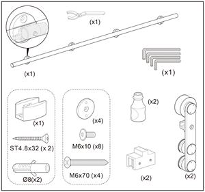 Современный комплект фурнитуры для раздвижных дверей из нержавеющей стали 304 (SS304) для деревянных дверей-штор, матовый никель, с возможностью индивидуального заказа - Product Image 6