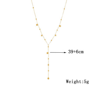 Stylish Ball Tassel Gold Bead Pendant Chain Necklace Zinc Alloy Fashion Jewelry - Product Image 4