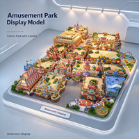 Grande Maquette d'Architecture de Parc d'Attractions Moderne : Châteaux, Tours, Toits Colorés, Manèges, Routes, Plateformes, Appartements
