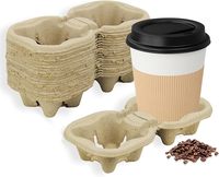 Plateau porte-gobelets jetable en papier kraft écologique pour 2 ou 4 gobelets, personnalisable avec logo imprimé, pour restaurants et cafés (vente en gros)