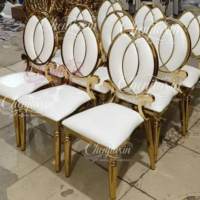 Fabrication en Gros Ensemble de Mobilier de Chambre d'Hôtel Chromé Chaises et Tables de Luxe en Métal Doré pour Dîner, Fêtes VIP, Mariages et Événements