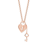 Collier à cadenas et clé en forme de cœur en argent sterling Gemnel