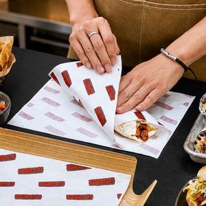 Customized Eco-Friendly <b>Biodegradable</b> Oil Proof Printed Logo Food Grade Tacos Burritos Deli Meat PE Coated Packaging <b>Paper</b> - Product Image 6