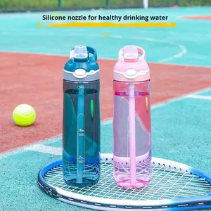New Design 26/32oz BPA-Free Tritan Plastic <b>Flip</b> <b>Top</b> Disposable Water <b>Bottle</b> Straw Adults' Outdoor Use Boiling Cold Water - Product Image 1