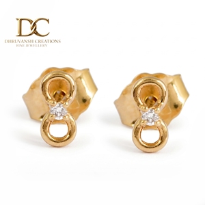 ต่างหูเพชรทรงกลมทองคำแท้ 14KT เพชรเพาะเลี้ยงในห้องปฏิบัติการ รับรองโดย IGI ดีไซน์ Infinity สไตล์มินิมอล ของขวัญสุดหรู เครื่องประดับชั้นดี - Product Image 2